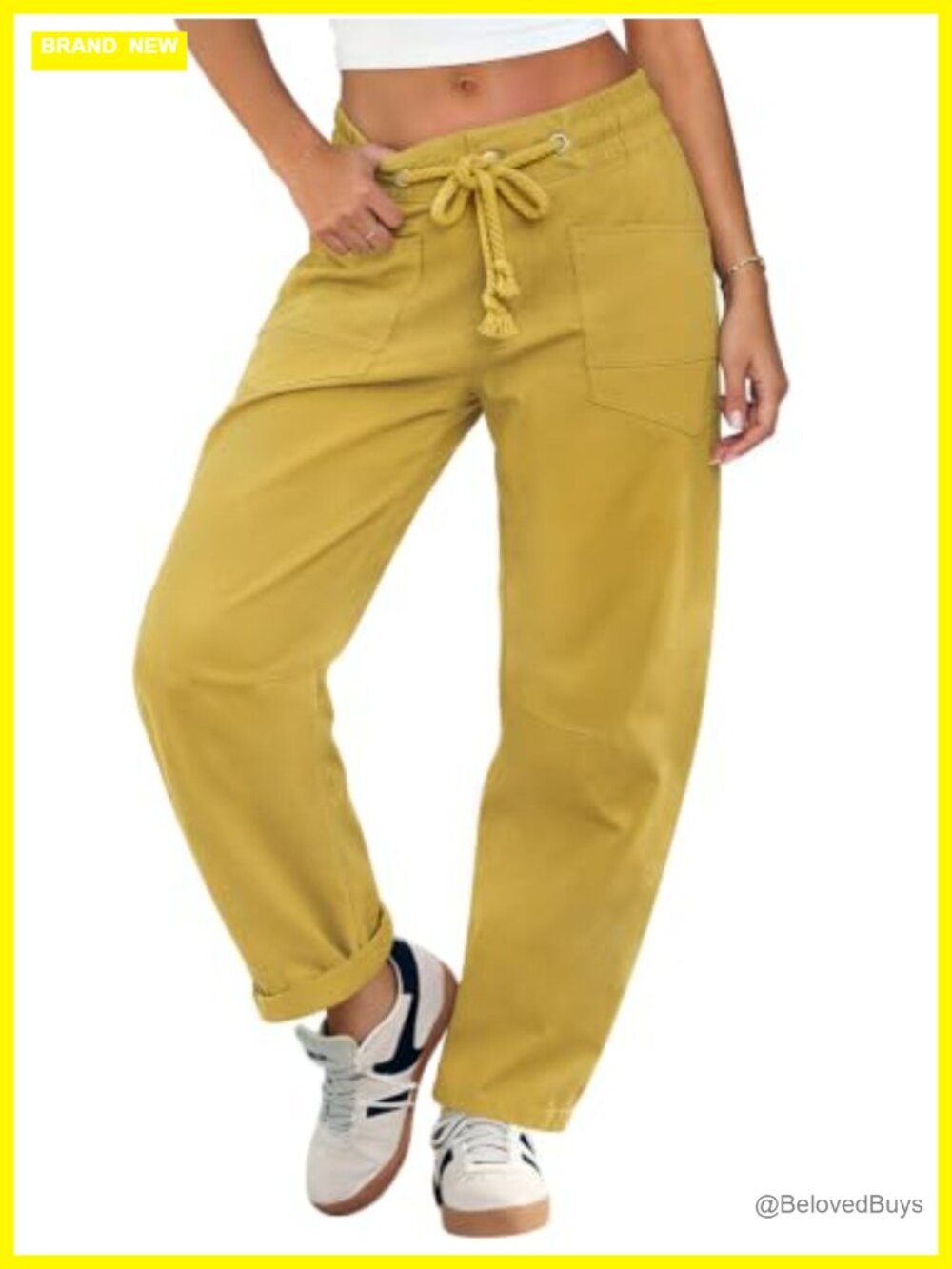 Women's Low Rise Drawstring Barrel Pants Cropped Wide Leg Sweatpants